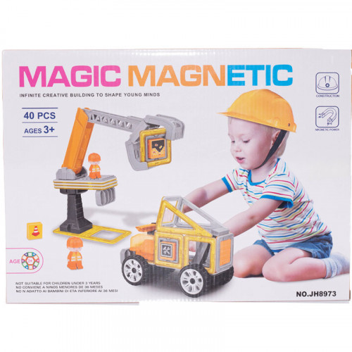 Магнітний конструктор машина з будівельним краном Magic magnetic JH8973 – фото